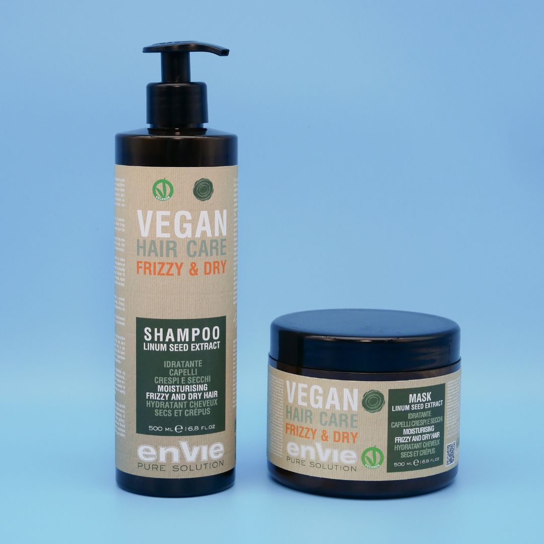 Купити акційний набір Envie Vegan Frizzy Dry (Енві Веган Фрізі Драй): шампунь, маска 500х500 мл у м Рівне?